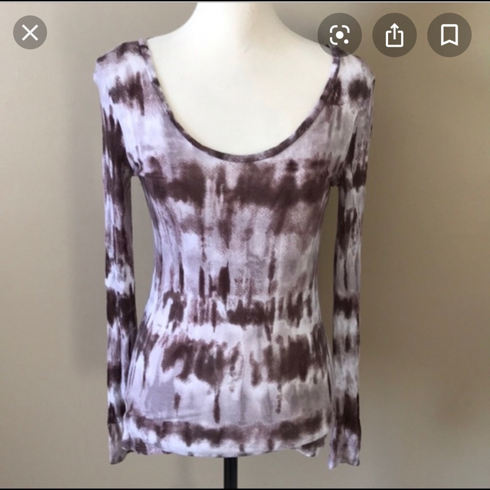 BKE brown and white tie dyed long sleeved top